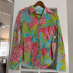 Lilly Pulitzer Vibrant Leaf Print Blouse